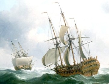 East Indiamen in a Gale